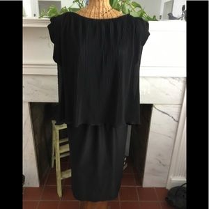 Vintage 70's Black Pleated Top Disco Dress M